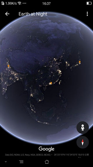 手机谷歌地球的夜景模式查看方法 手机谷歌地球的夜景模式教程